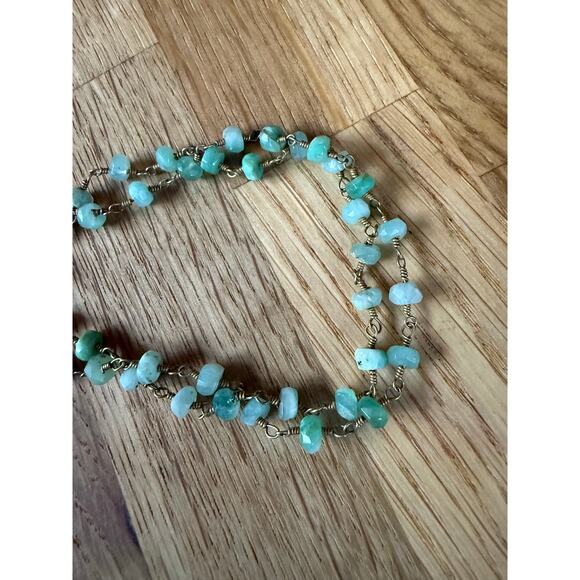 Artisan Made Light Green Gem Amazonite Chain Bracelet with Seashell Charm - Picture 4 of 5